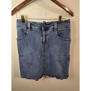 Vintage Y2K Levi's Denim Skirt Medium Wash Womens 8 90s Cowgirl Boho Paper Tag